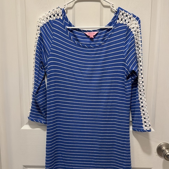 Lilly Pulitzer Marlowe Knit Striped Dress Blue White Pre Owned size small - Picture 2 of 9